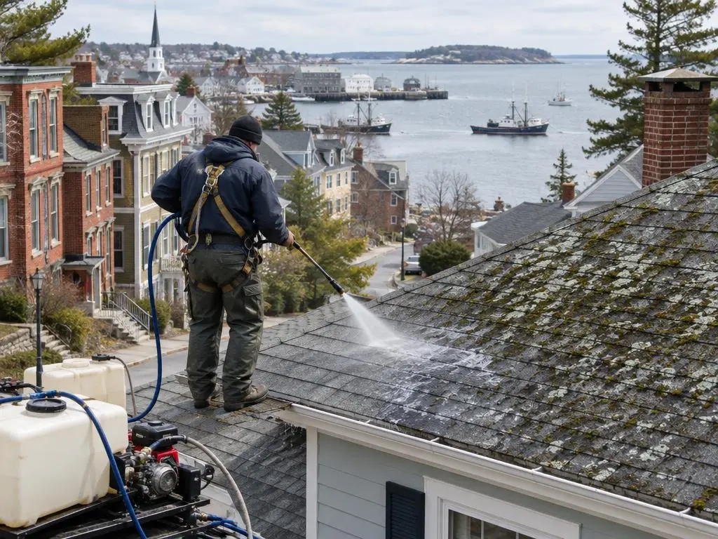 Roof Soft Washing in Portland, ME